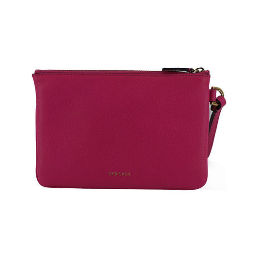 Versace Elegant Pink Leather Pouch Clutch 8052045277659