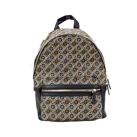 Marc Jacobs Signet Medium Black Logo Printed Leather Shoulder Backpack Bookbag 4855