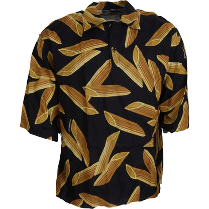 Dolce & Gabbana Black Casual Penne Rigate Linen Casual Shirt