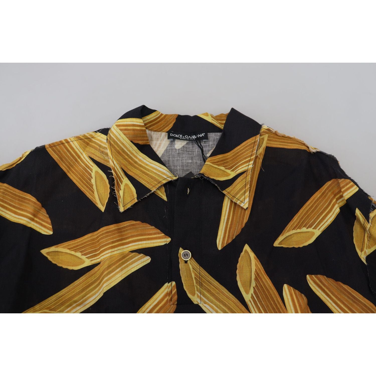 قميص من الكتان الأسود من دولتشي آند غابانا بطبعة بيني ريجاتي