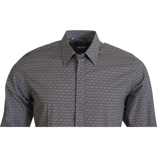 Dolce & Gabbana Gray Brown GOLD Slim Fit Dress Formal Shirt TSH83570-38