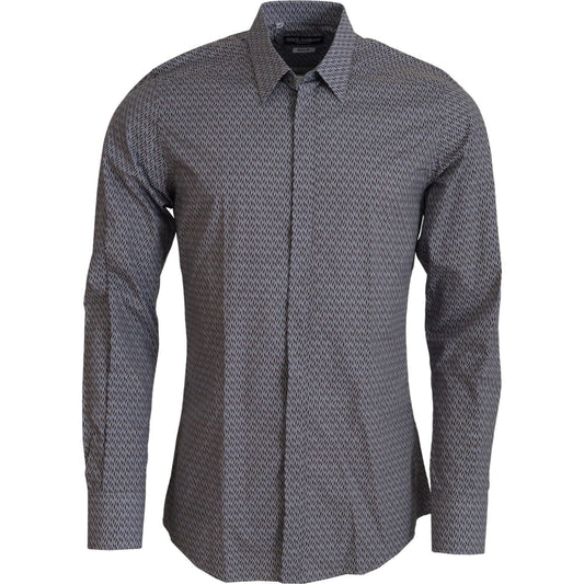Dolce & Gabbana Gray Brown GOLD Slim Fit Dress Formal Shirt TSH83570-38