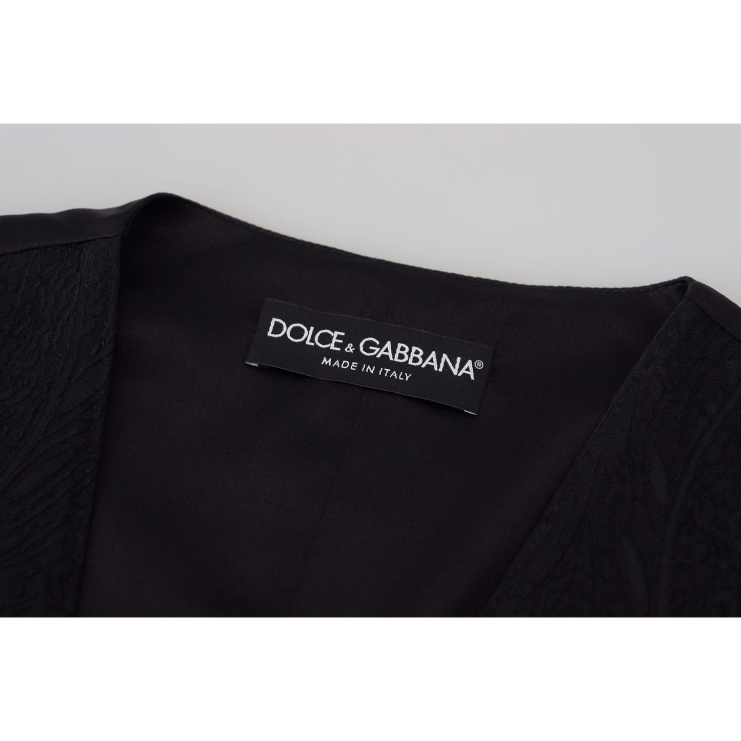 Dolce & Gabbana Black Brocade Button Down Sleeveless Vest Top