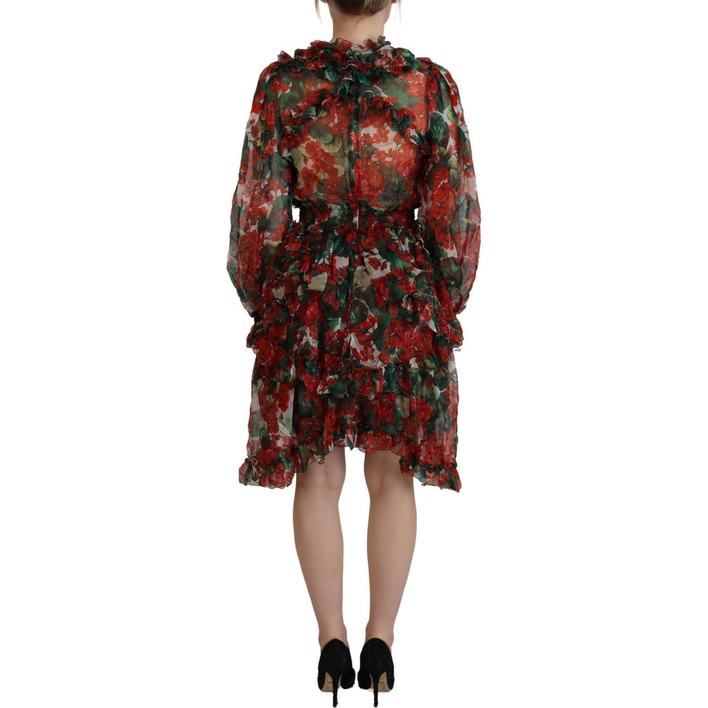 Dolce & Gabbana Multicolor Geranium A-line Knee Length Dress DR28782 - 40