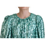 Dolce & Gabbana Blue Sequined Pleated Aline Midi Nylon Dress DR28791 - 40