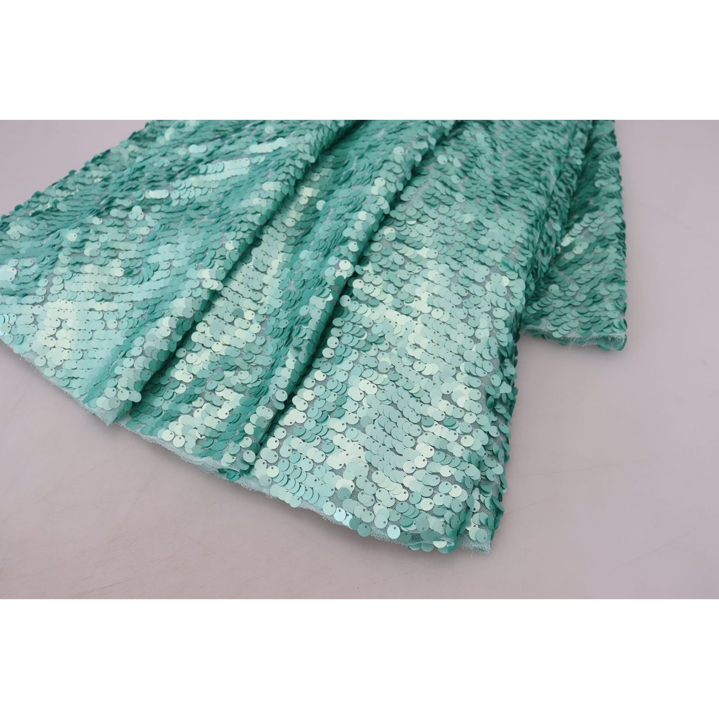 Dolce & Gabbana Blue Sequined Pleated Aline Midi Nylon Dress DR28791 - 40