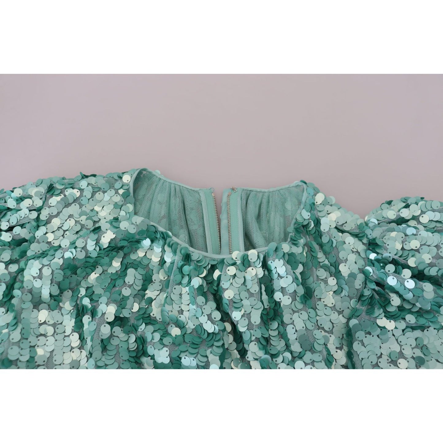 Dolce & Gabbana Blue Sequined Pleated Aline Midi Nylon Dress DR28791 - 40