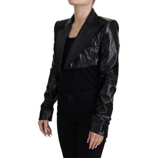 Dolce & Gabbana Black Long Sleeves Crop Blazer Cotton Jacket JKT3489 - 40