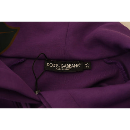Dolce & Gabbana Purple Floral Print Pullover Cotton Sweater