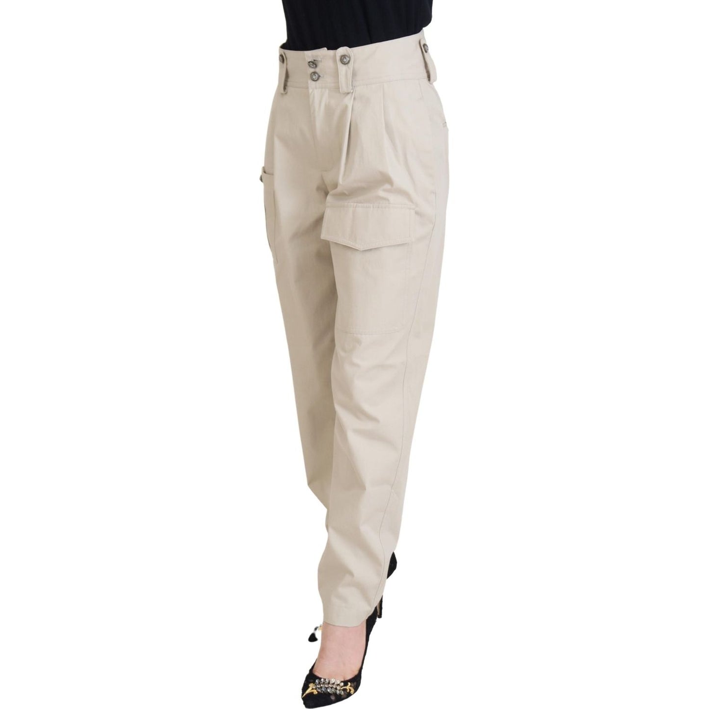 Dolce & Gabbana Beige High Waist Women Pants PAN73088 - 36