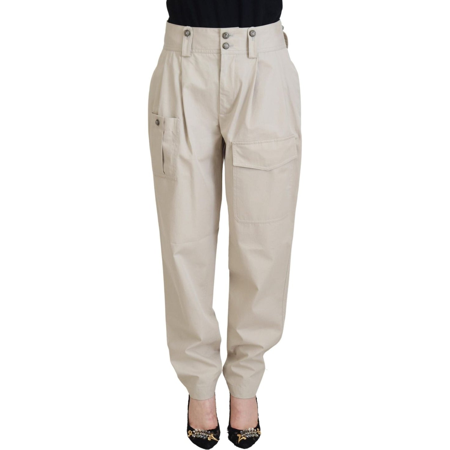 Dolce & Gabbana Beige Cotton Women Cargo Pants PAN74037 - 38