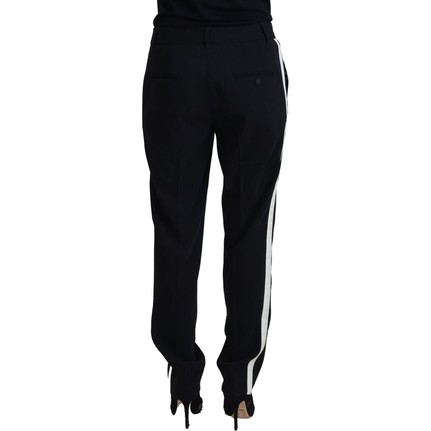 Dolce & Gabbana Black Tapered Women Wool Pants