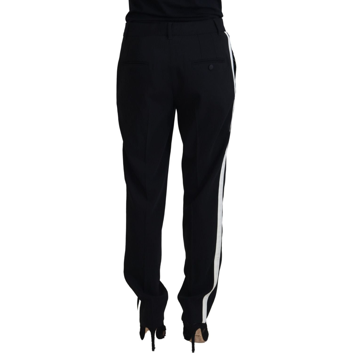 Dolce & Gabbana Black Tapered Women Wool Pants