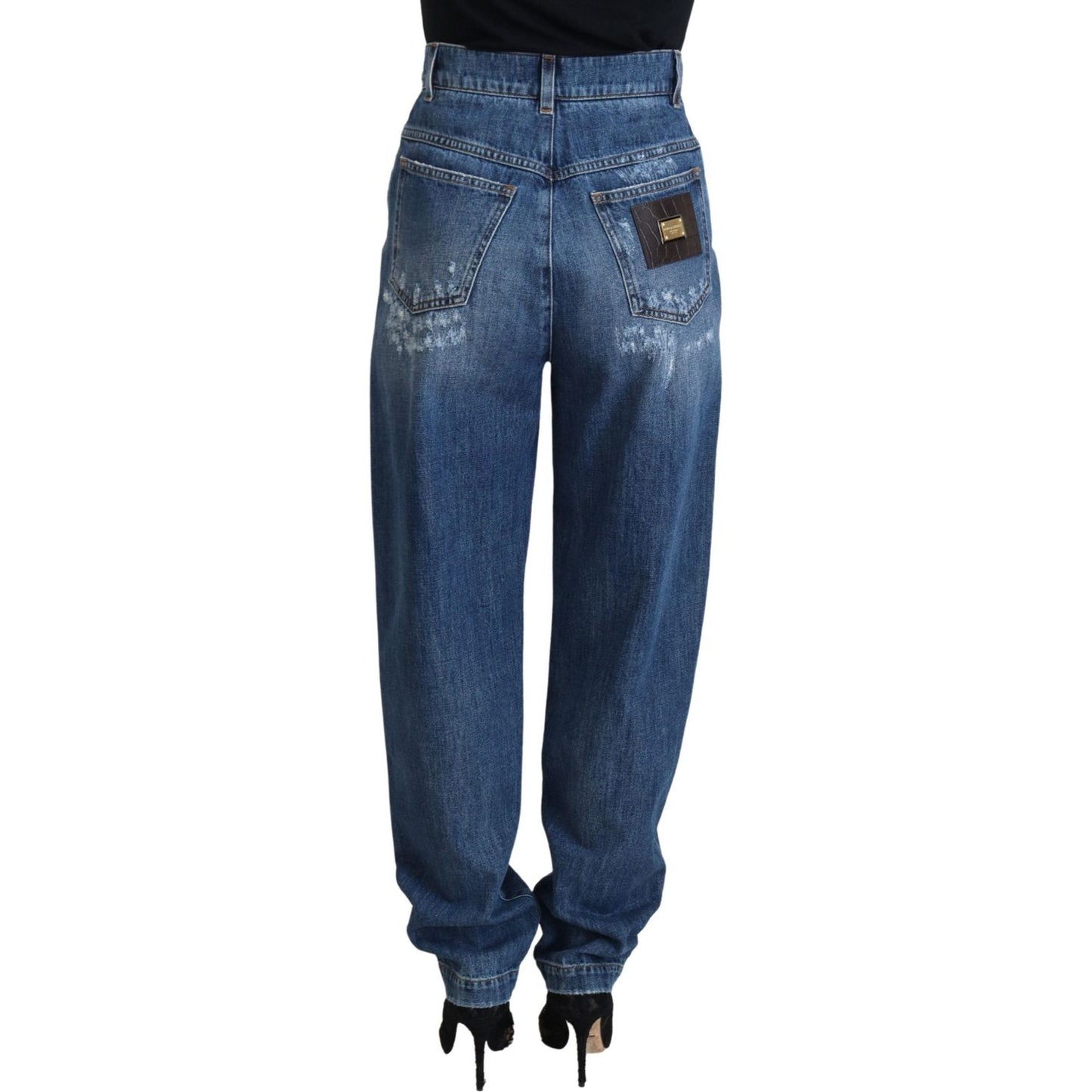 Dolce & Gabbana Blue Washed Cotton Tattered Denim Jeans PAN74229 - 40