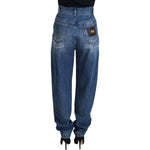 Dolce & Gabbana Blue Washed Cotton Tattered Denim Jeans PAN74229 - 40