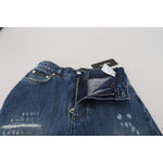 Dolce & Gabbana Blue Washed Cotton Tattered Denim Jeans PAN74229 - 40