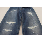 Dolce & Gabbana Blue Washed Cotton Tattered Denim Jeans PAN74229 - 40