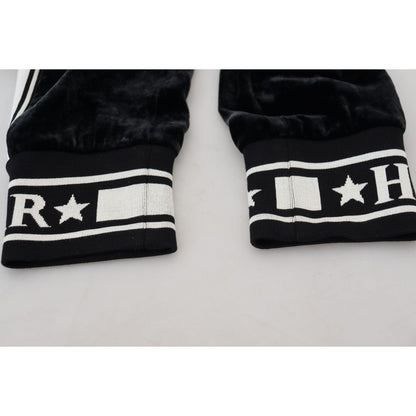 Dolce & Gabbana Black DG Logo Velvet Trouser Pants