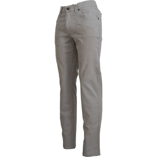 Jeckerson Gray Cotton Tapered Men Casual Pants PAN71768 - 36