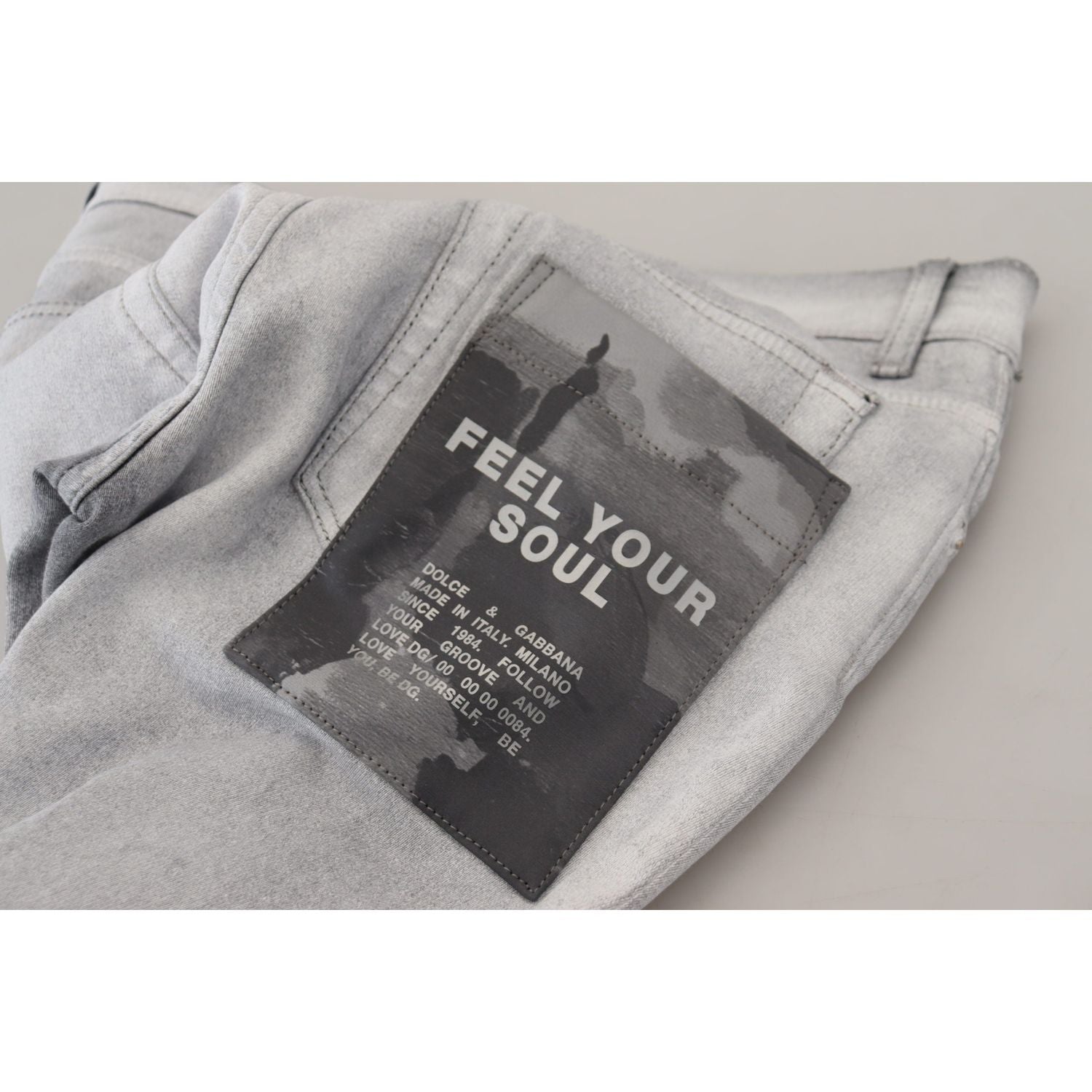 بنطلون دولتشي آند غابانا الأنيق المصنوع من مزيج القطن المغسول باللون الرمادي