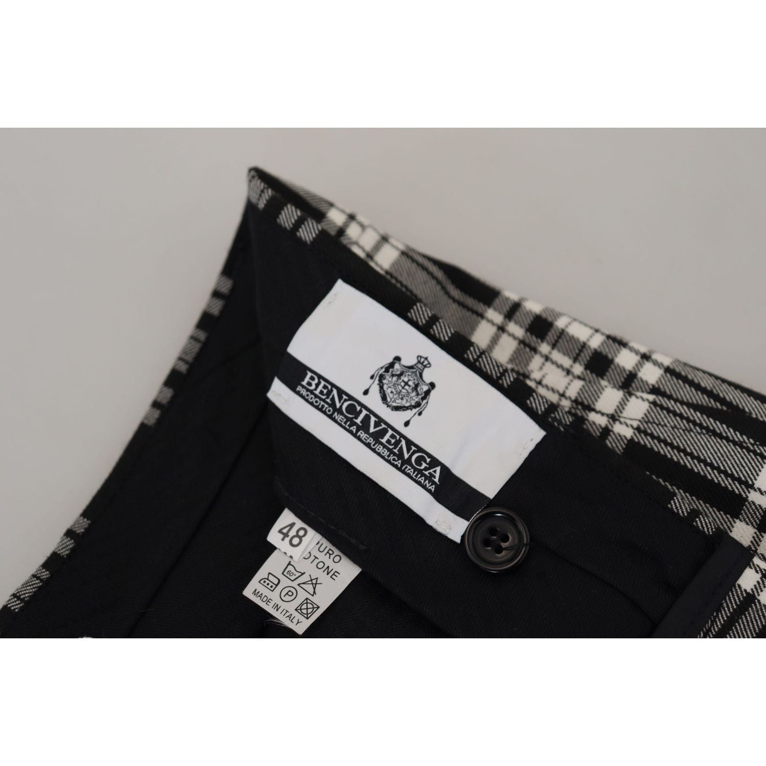 بنطلون BENCIVENGA أنيق من القطن الخالص باللون الأسود للرجال