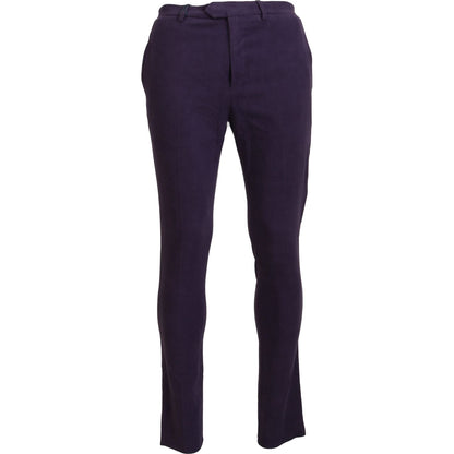 BENCIVENGA Purple Pure Cotton Tapered Mens Pants