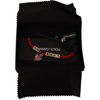 Dolce & Gabbana Red Blue Beaded DG LOVES LONDON Flag Branded Bracelet Bracelet
