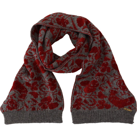GF Ferre Red Grey Knitted Wrap Warmer Womens Shawl Scarf MS6833