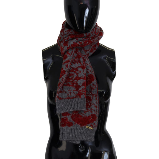 GF Ferre Red Grey Knitted Wrap Warmer Womens Shawl Scarf MS6833