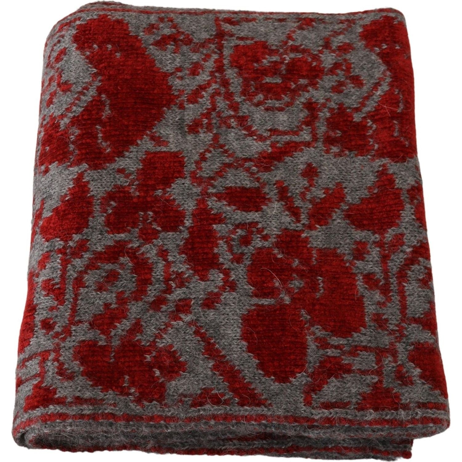 GF Ferre Red Grey Knitted Wrap Warmer Womens Shawl Scarf
