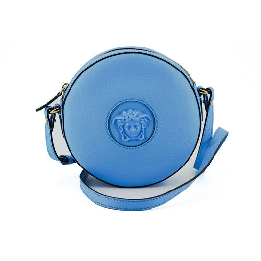 Versace Chic Blue Leather Round Shoulder Bag 8052045280284
