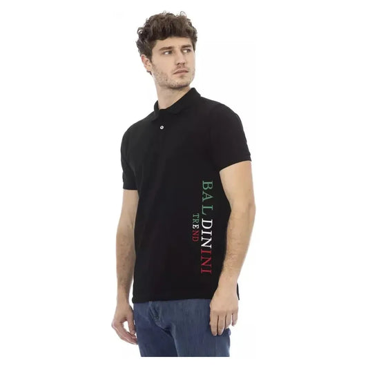 Baldinini Trend Black Cotton Men Polo BA-23210-M
