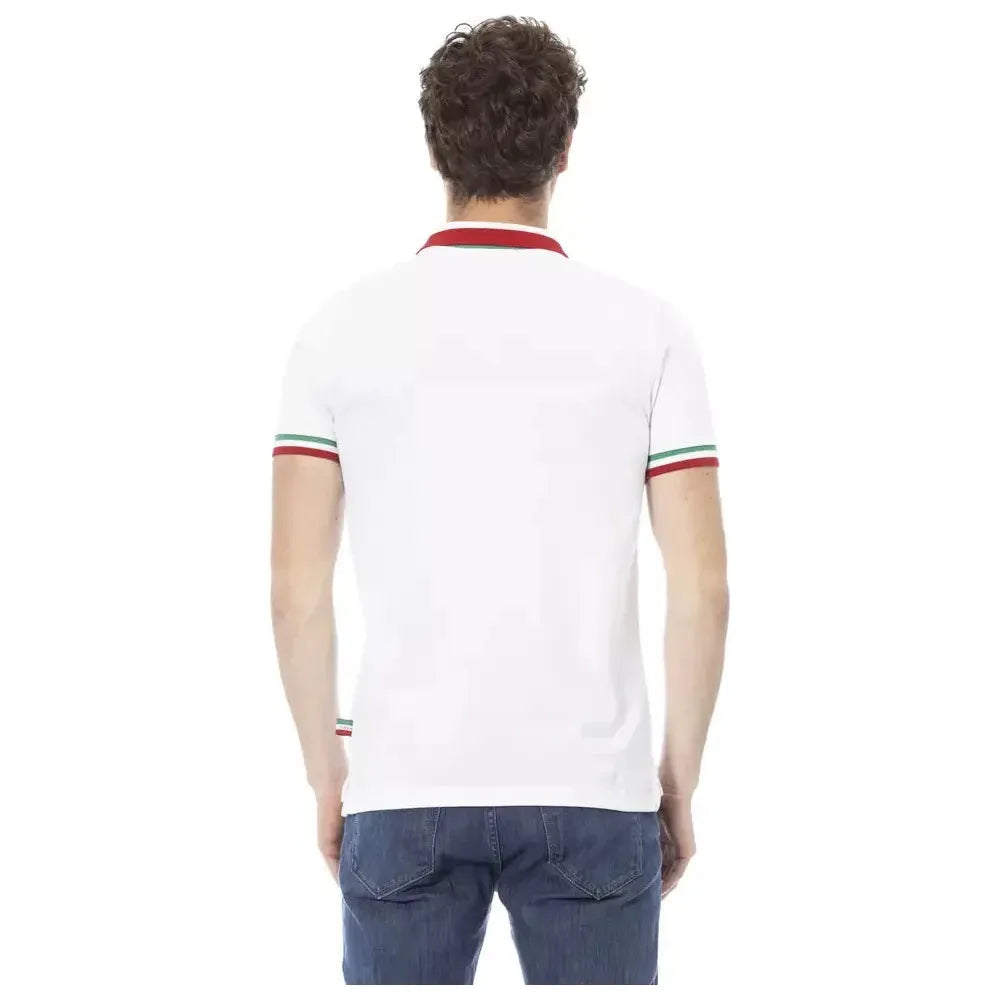 Baldinini Trend White Cotton Men Polo Shirt BA-23200-3XL