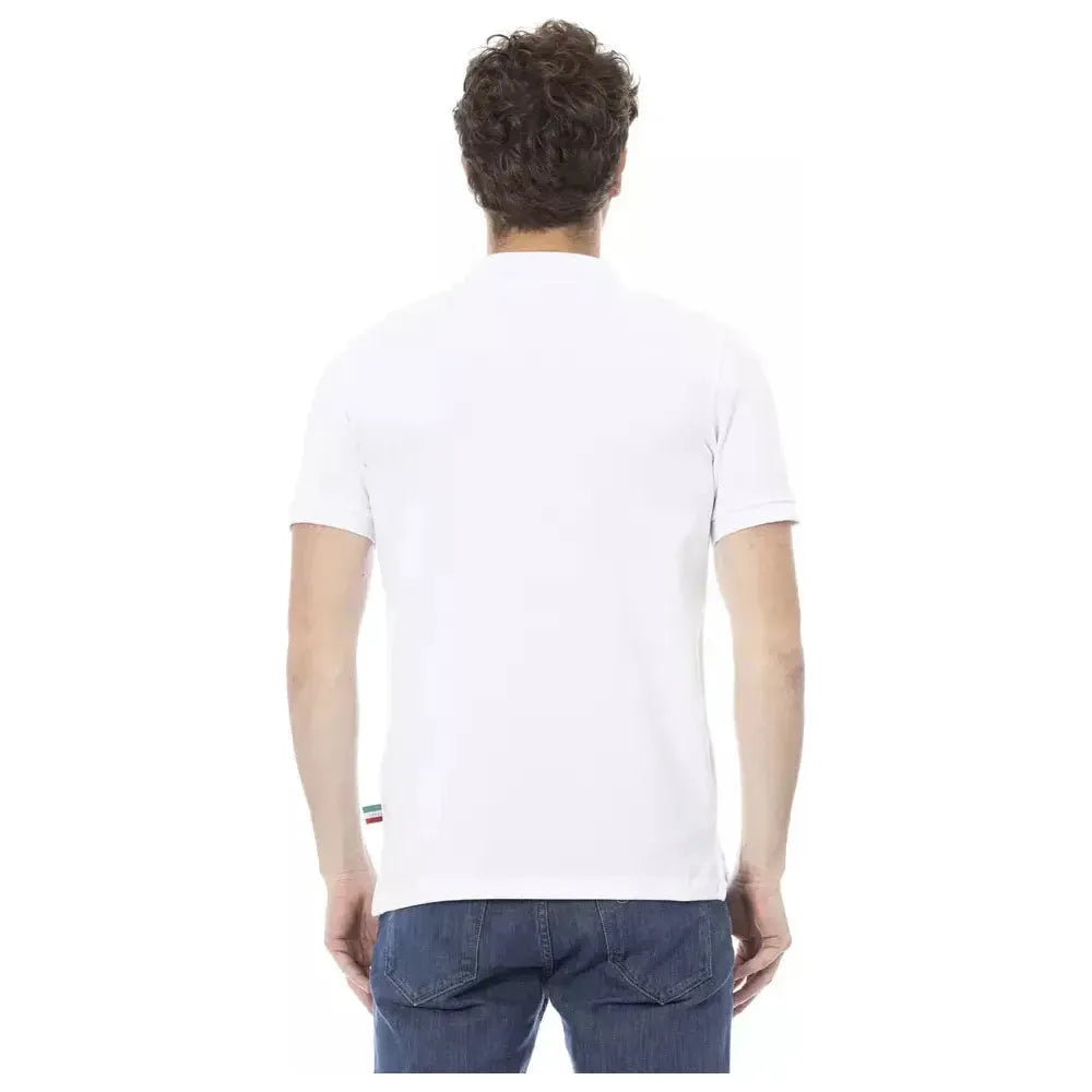 Baldinini Trend White Cotton Men Polo Shirt BA-23202-M