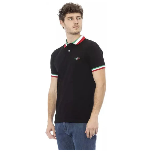 Baldinini Trend Black Cotton Men Polo Shirt BA-23199-3XL