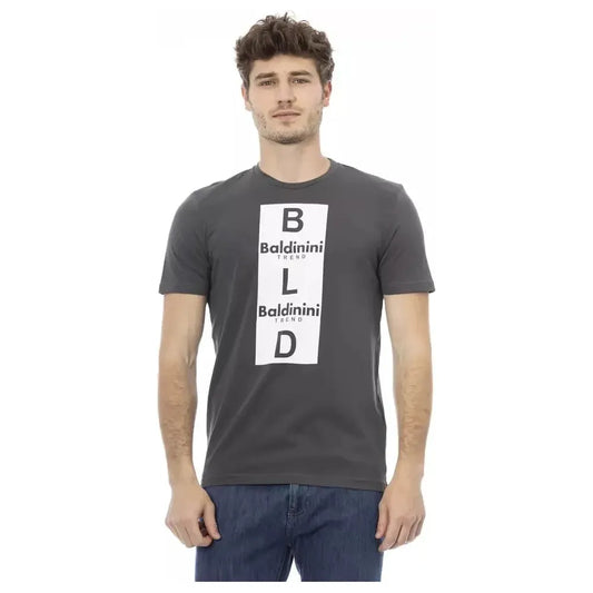 Baldinini Trend Gray Cotton Men T-Shirt BA-23165-XS