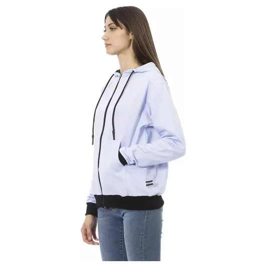 Baldinini Trend Purple Cotton Women Sweater with Adjustable Hood BA-23100-M