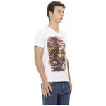Trussardi Action Elegant V-Neck Tee with Chic Front Print TRAC-22888-M-FBB-194
