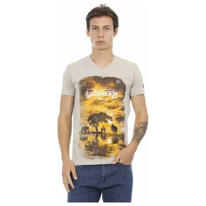 Trussardi Action Beige Cotton Men T-Shirt
