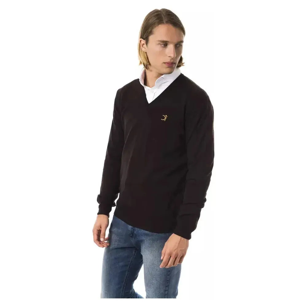 Uominitaliani Brown Merino Wool Men Sweater