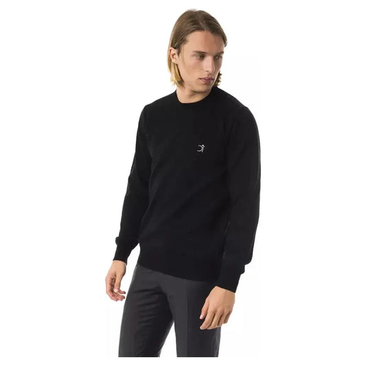 Uominitaliani Black Merino Wool Men Sweater UO-7814-S