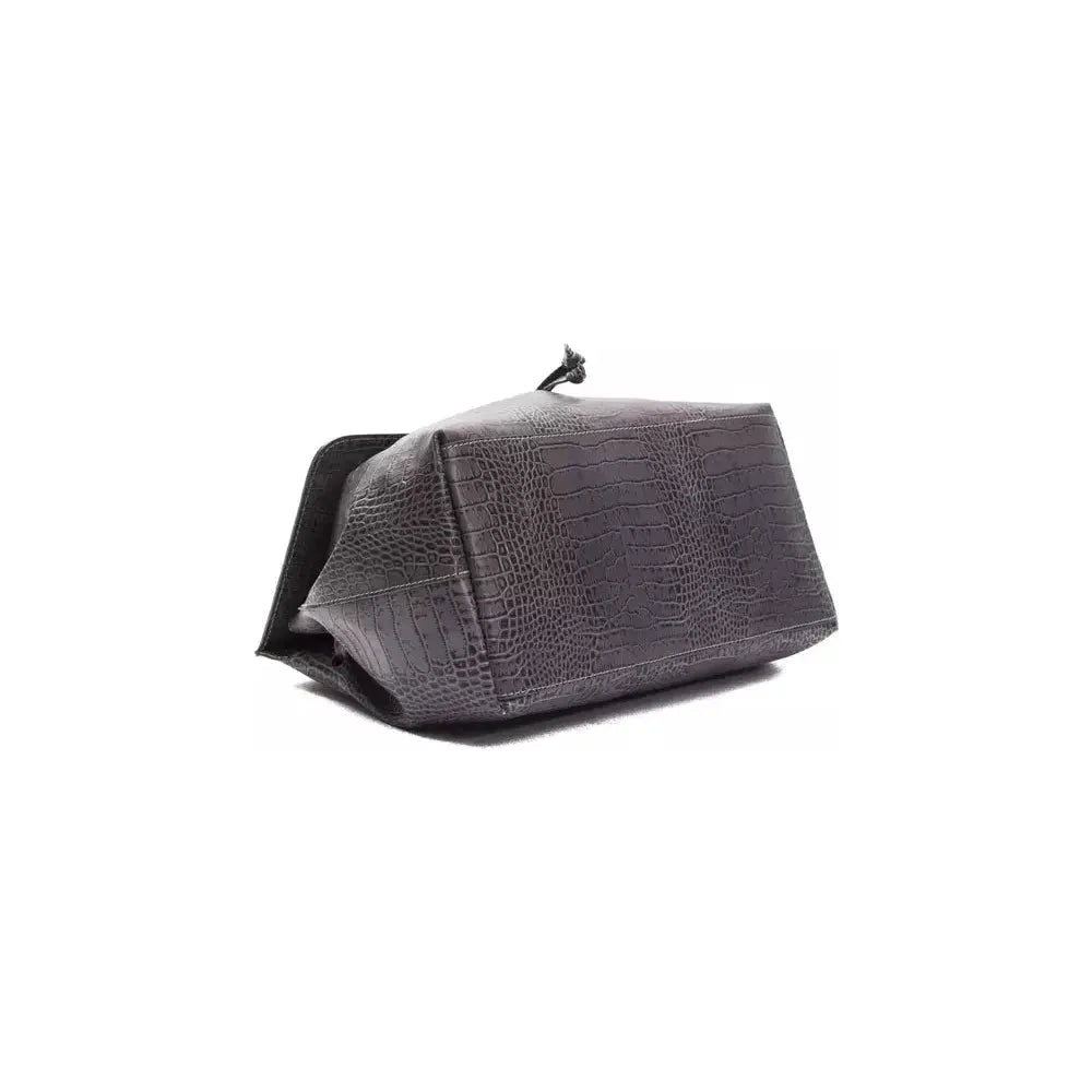 Pompei Donatella Gray Leather Women Shoulder Bag PO-5825