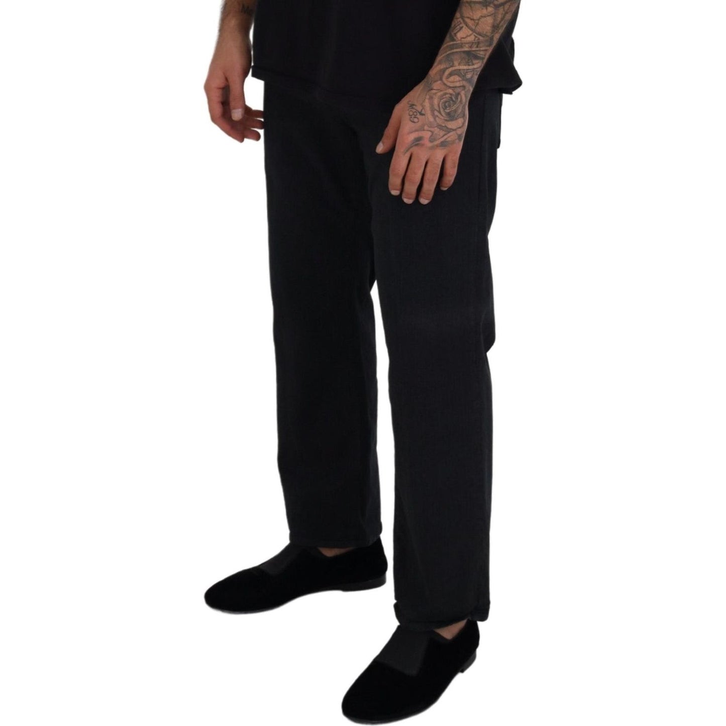 John Galliano Black Cotton Back Buckle Casual Denim Jeans