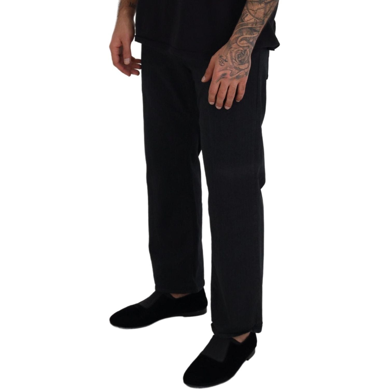 بنطلون جينز أنيق من القطن باللون الأسود من جون جاليانو