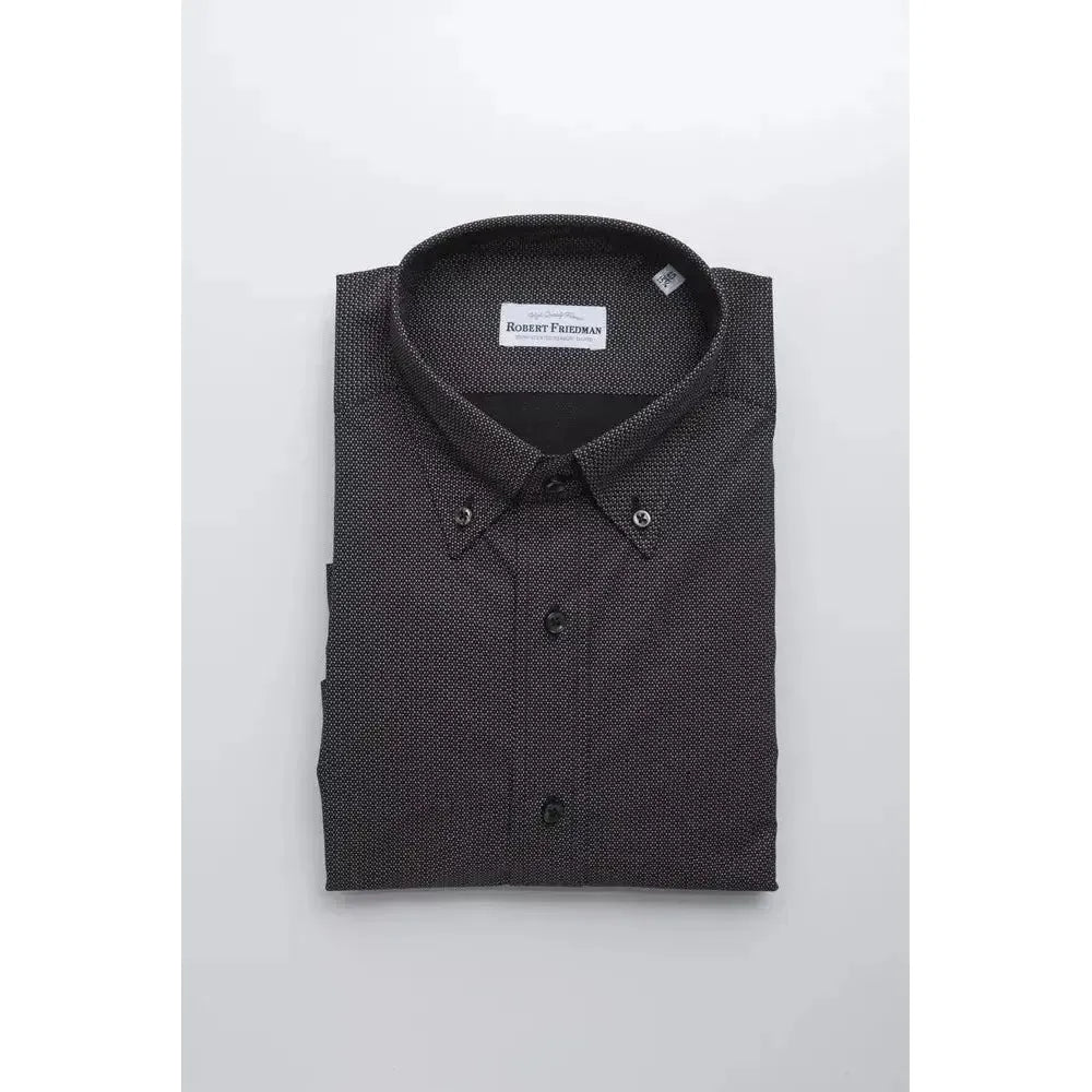Robert Friedman Black Cotton Men Shirt