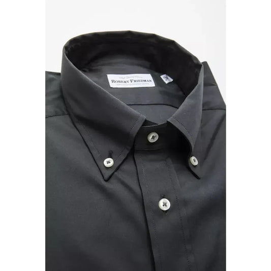 Robert Friedman Gray Cotton Men Shirt RO-20477-L