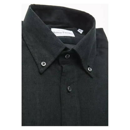 Robert Friedman Black Cotton Men Shirt