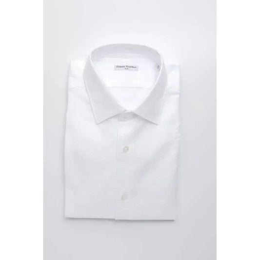 Robert Friedman White Cotton Men's Shirt RO-20401-XL