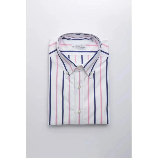 Robert Friedman White Cotton Men Shirt RO-20445-XL