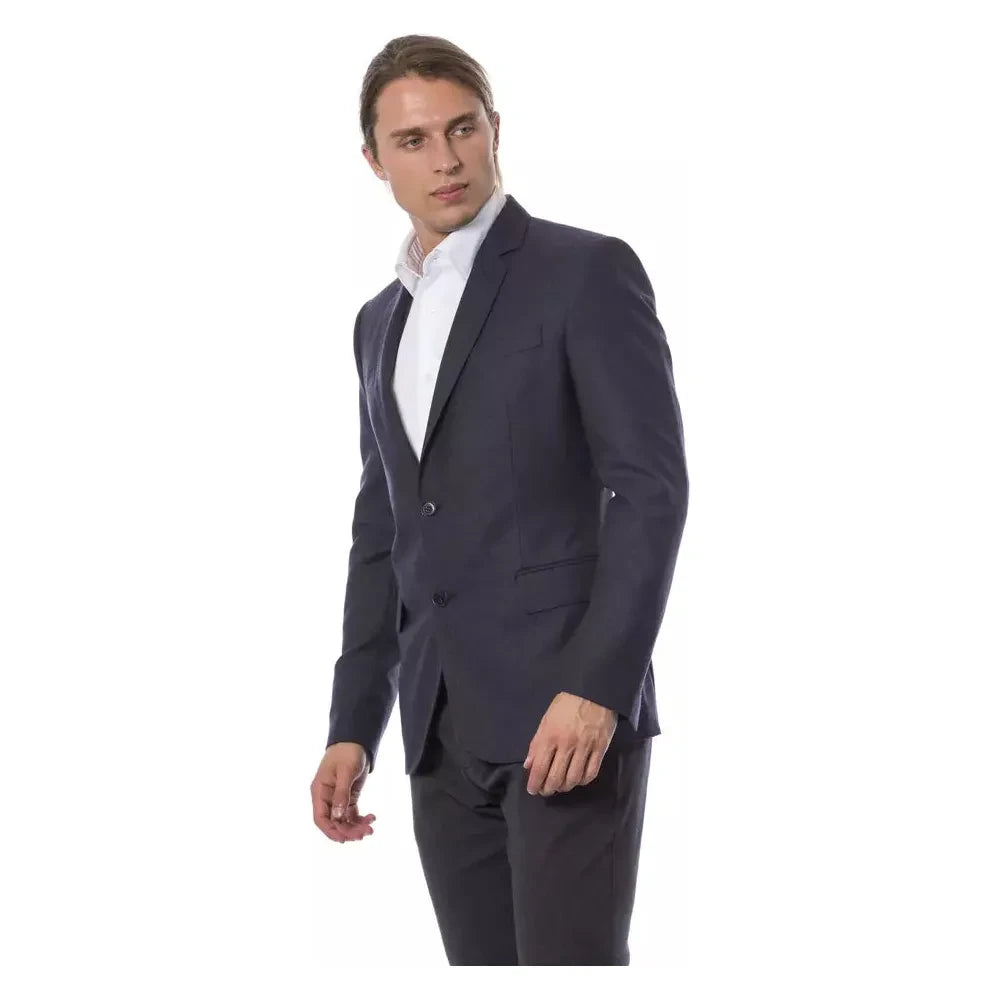 Verri Elegant Blue Wool Single-Breasted Blazer